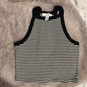 Black and white stripe halter top